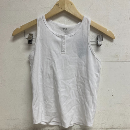 DSG Girls Everyday Cute Cotton Rib Tank Scoop Neck Pure White DAG13117 New