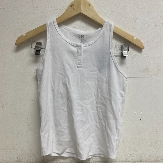 DSG Girls Everyday Cute Cotton Rib Tank Scoop Neck Pure White DAG13117 New