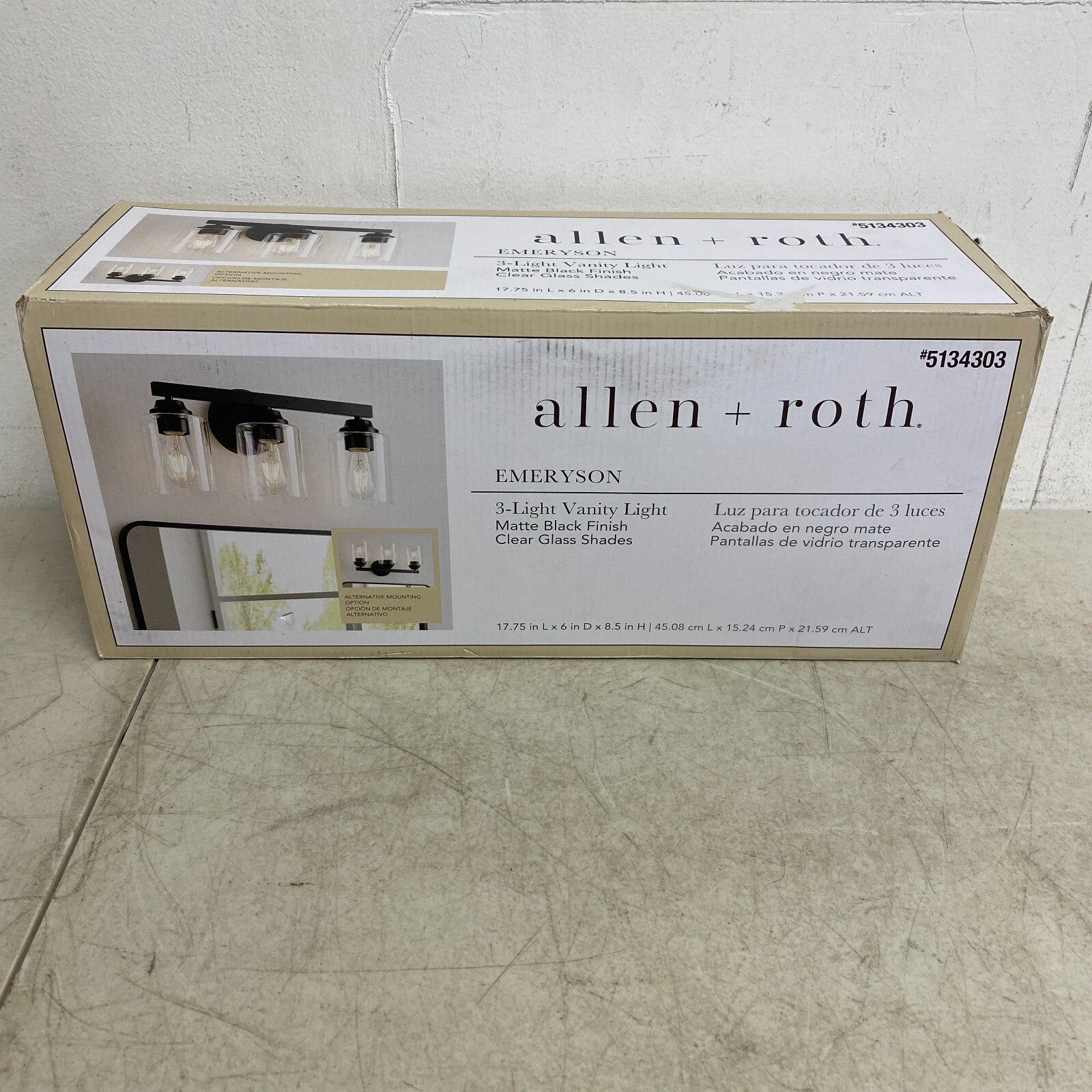 allen + roth Emeryson 17.75-in 3-Light Matte Black Transitional Vanity Light