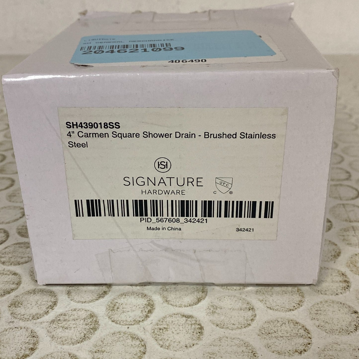 Signature Hardware Carmen 4″ Square Shower Drain Brushed Stainless Steel