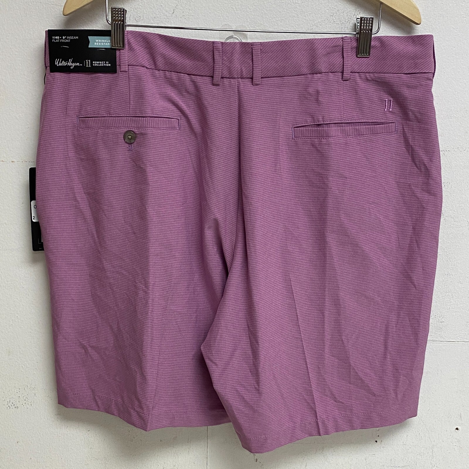 Walter Hagen Mens Performance 11 Micro Lines Golf Shorts Bright Magenta/ White