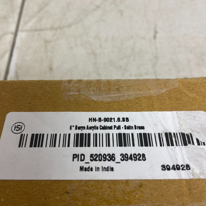 Signature Hardware Beryn Acrylic 6″ Cabinet Pull Satin Brass HN‑B‑9021.6.SB