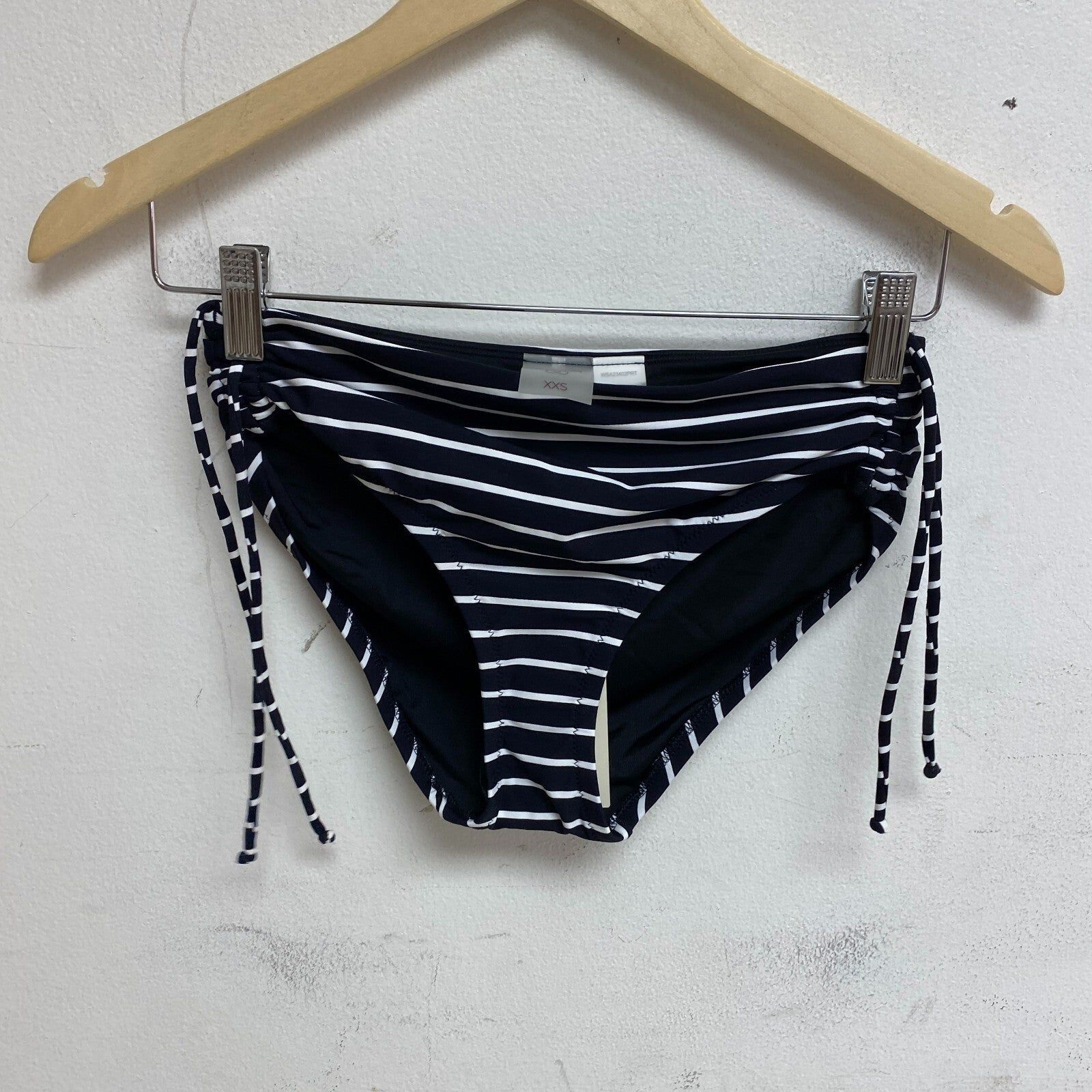 CALIA Women's Adjustable Rise Ruched Side Bottom Stripe Black WSA23402PRT