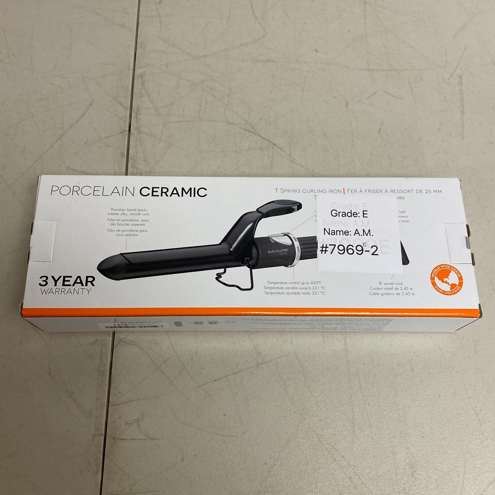 BaByliss PRO Porcelain Ceramic 1" Spring Curling Iron BP100SUC **PARTS ONLY**