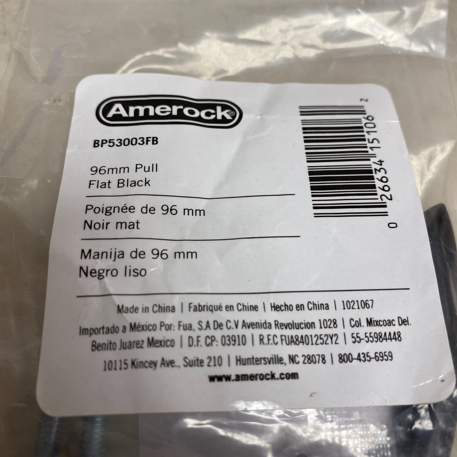 Amerock  96mm Center to Center Cabinet Pull Flat Black Finish BP40518FB