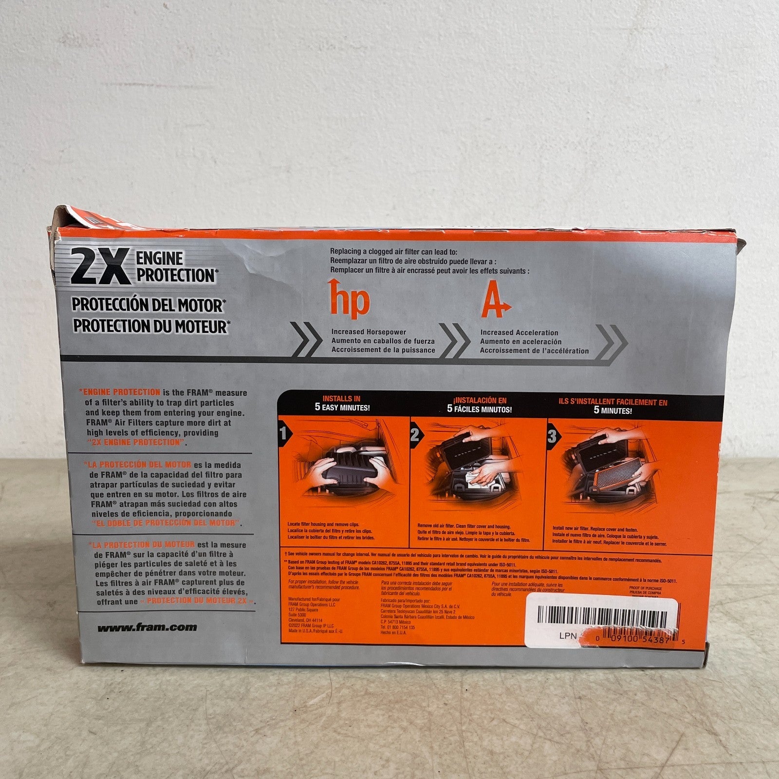 FRAM CA10677 Extra Guard Engine Air Filter for Toyota Lexus 10.52x7.17x1.44 in