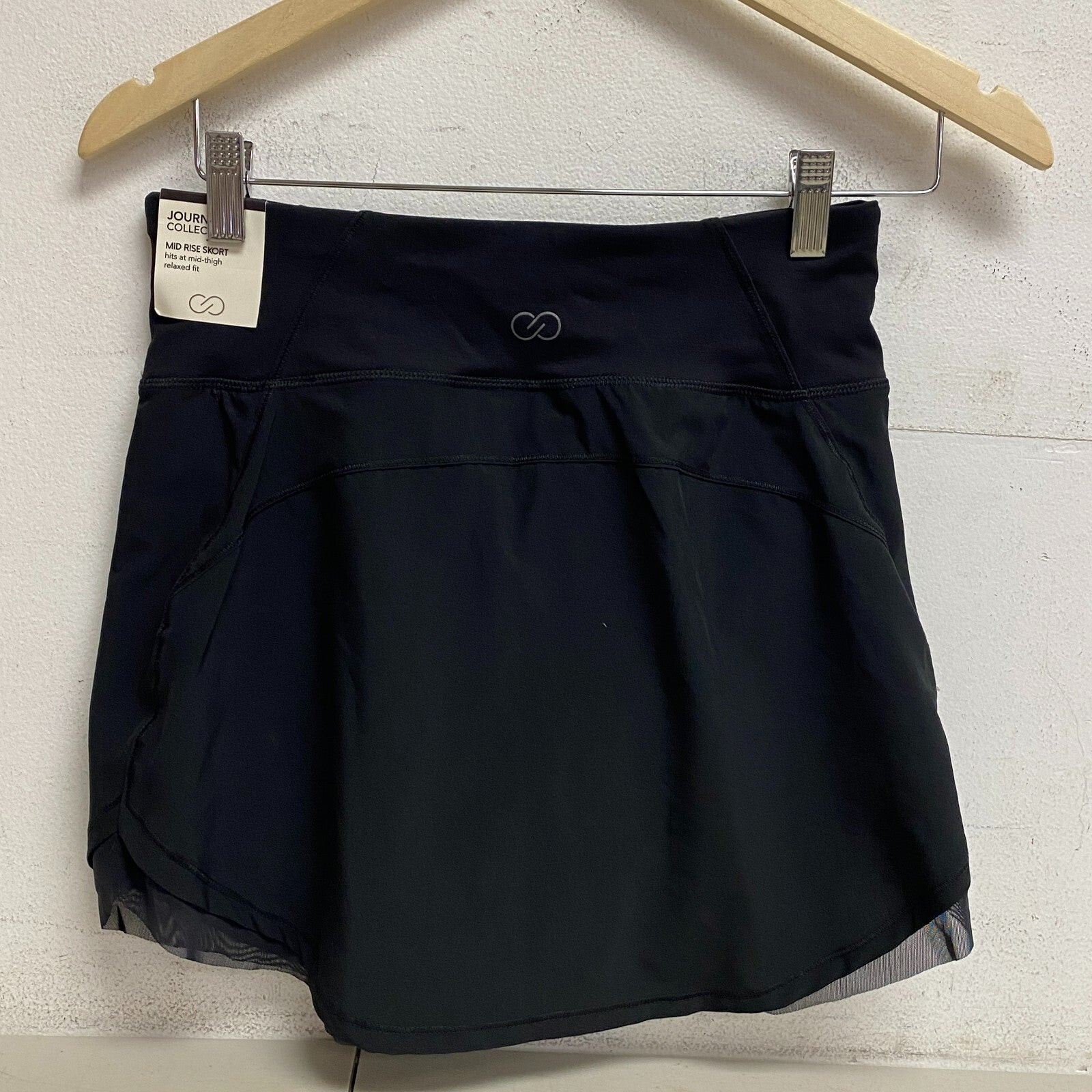 CALIA Women's Tulip Hem Skort Pure Solid Black Mid-rise Jouney WAX12237