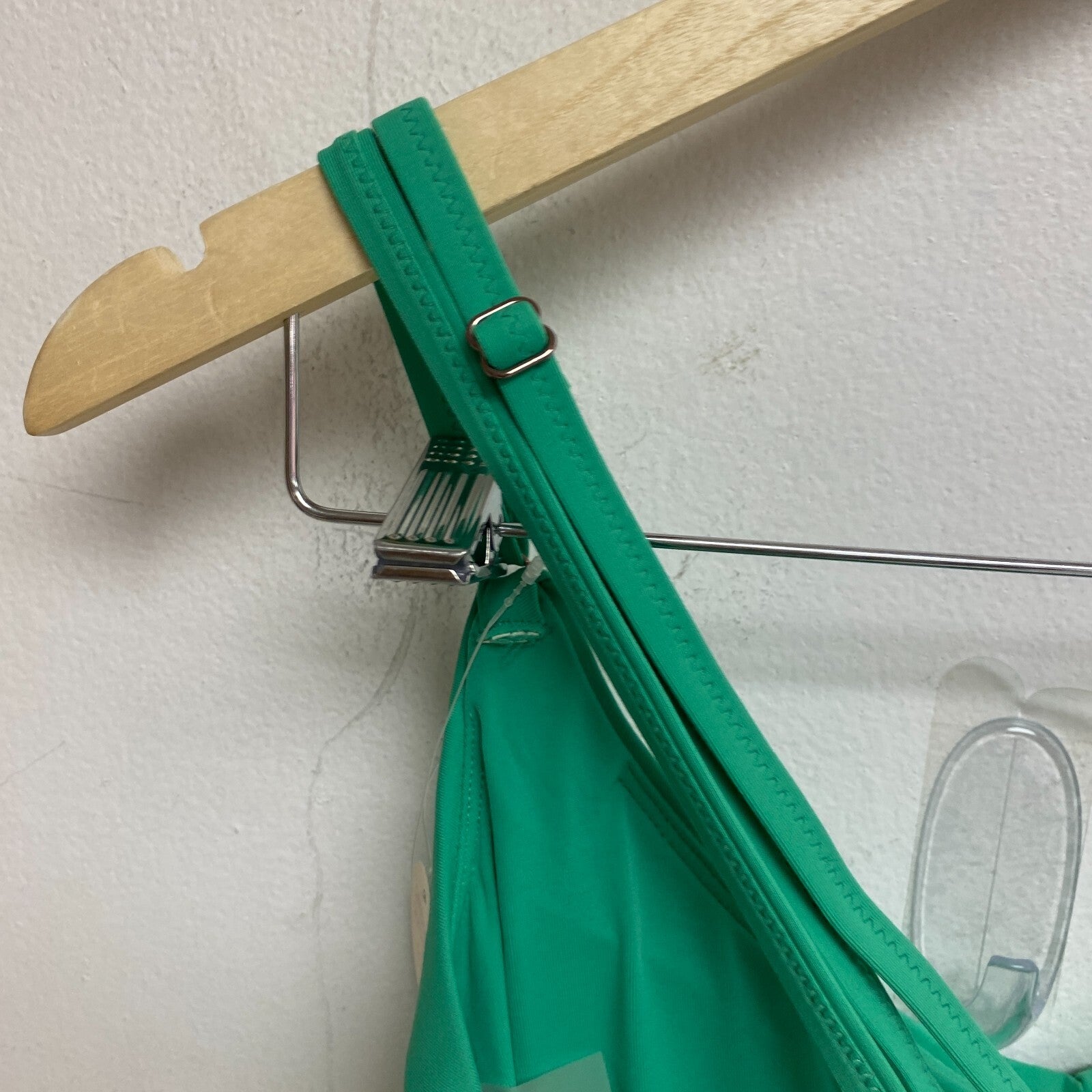 Calia Women's Swim Ranched Front Cross Bikini  Top Green Glow WSA23204 New!