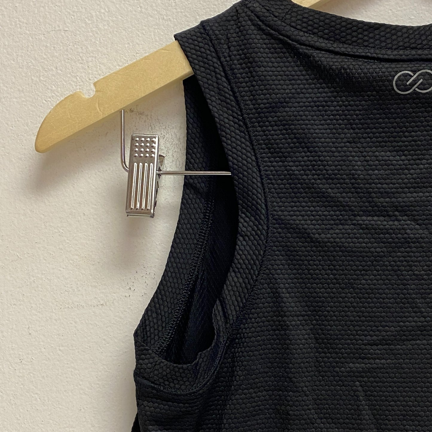 Calia Womens Bubble Mesh High Low Tank Pure Black Sleeveless Tank WAX11232M