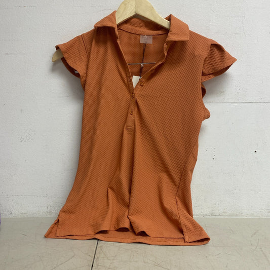 CALIA Women's Honeycomb Flutter Sleeve Golf Polo Apricot Aura WCG11037