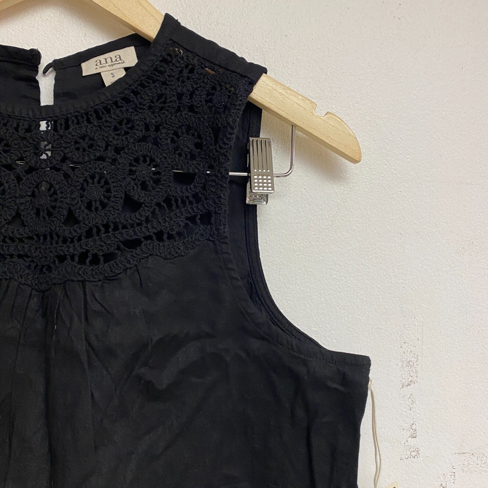 Ana a new approach sleeveless black roundneck see through chest open back Size S