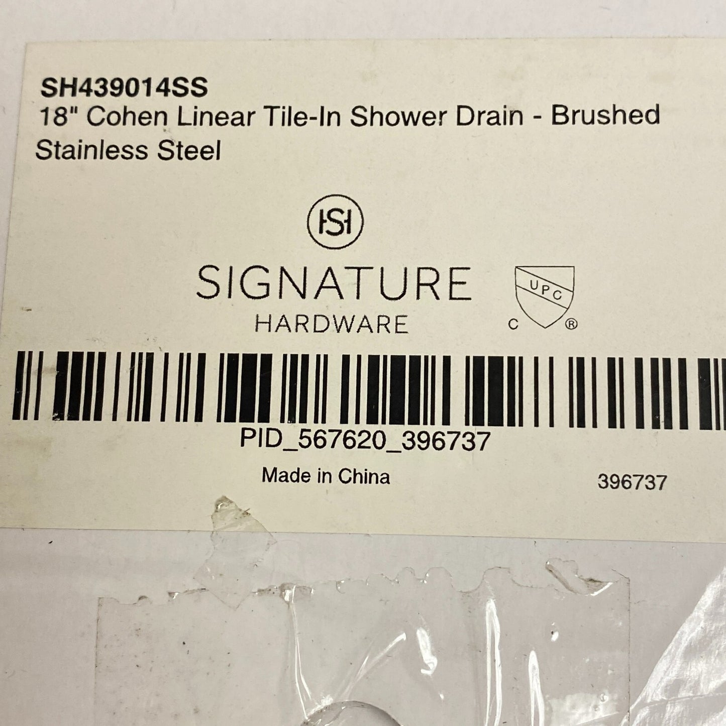 Signature Hardware 18" Cohen Linear Tile-In Shower Drain - Brushed Stainless,,,