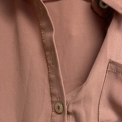 Kasirga Womens Clay Red 5 Button Up 2 skirt Layer Dress Longsleeve Size US10