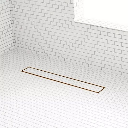 SIGNATURE HARDWARE 36" COHEN LINEAR TILE IN SOWER DRAIN-POLISHED BRASS