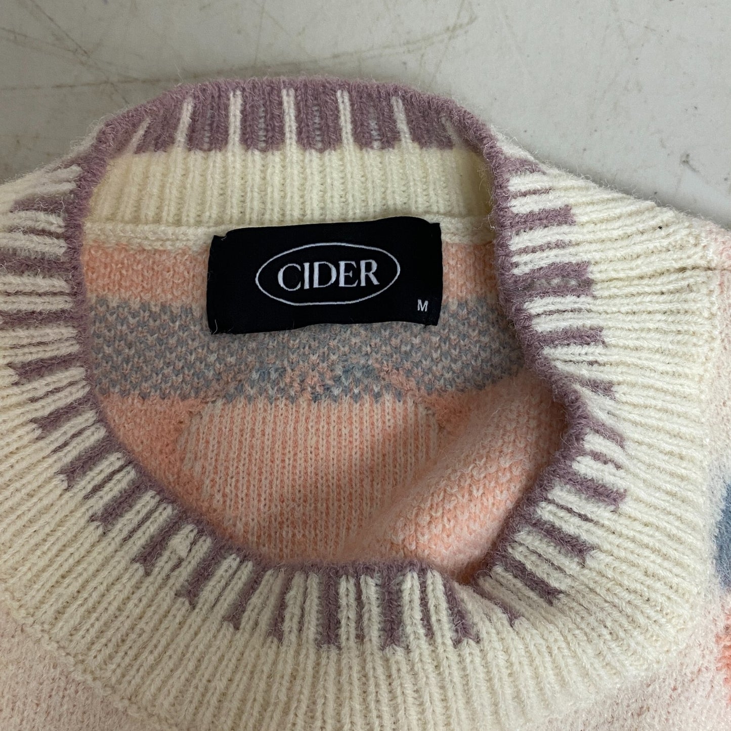 Cider Women Cute Cream and Pink Sweater Strawberry Print Size Medium
