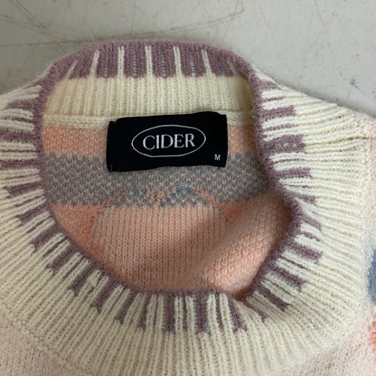 Cider Women Cute Cream and Pink Sweater Strawberry Print Size Medium