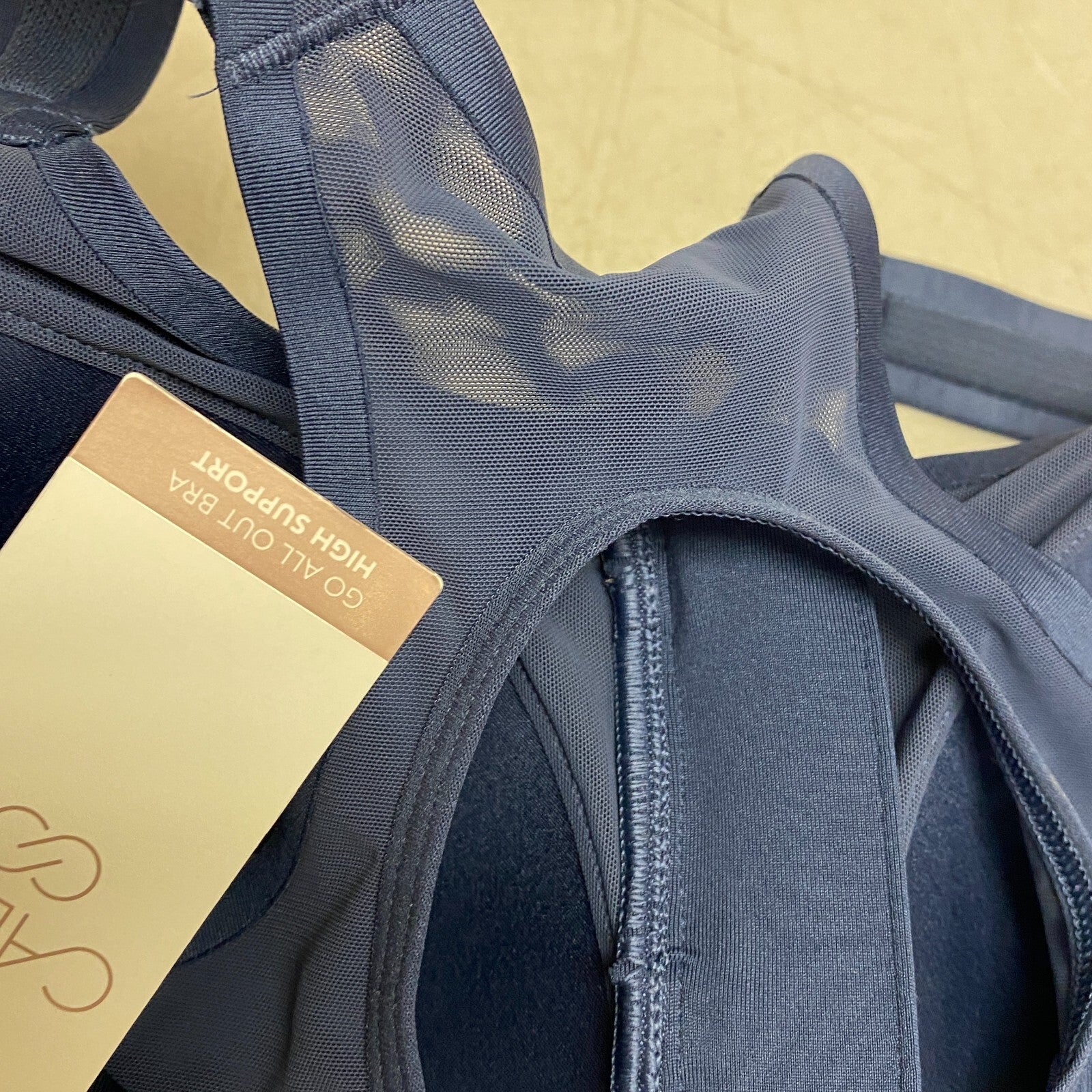 Calia Women High support Go All Out Zip Front Bra Ardosia Slate WAX17103 New