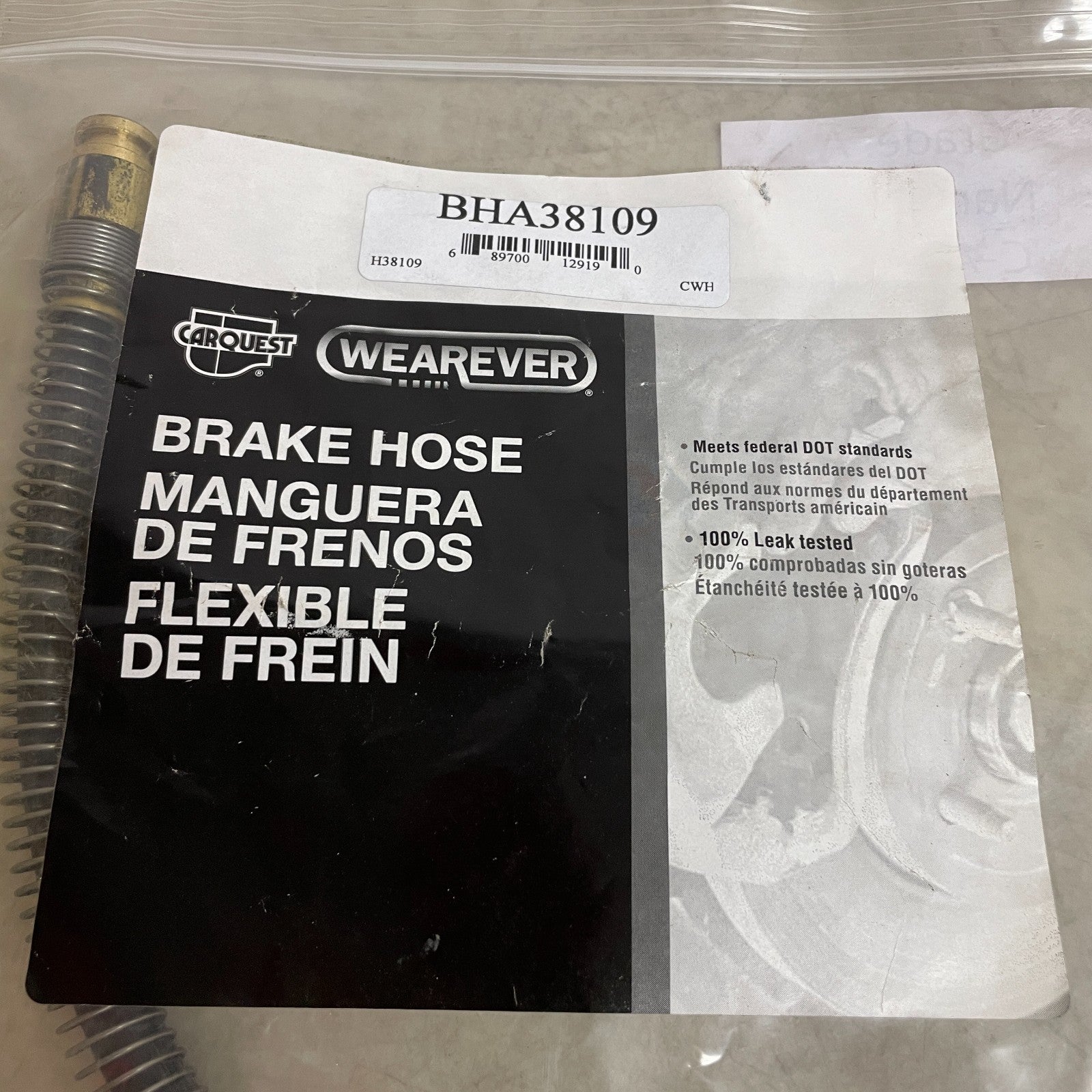 Carquest Wearever BHA38109 Brake Hose Assembly with Copper Washers & Guards