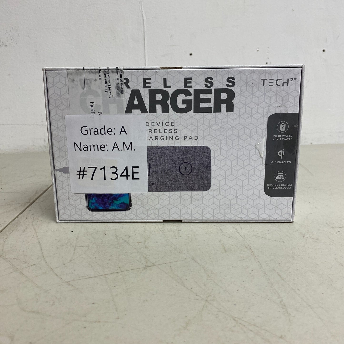 Tech2 3 in 1 Wireless Charging Pad with Adapter Qi-Enabled For Apple or Android