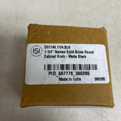 Signature Hardware 1-1/4" Nantes Solid Brass Round Cabinet Knob Matte Black