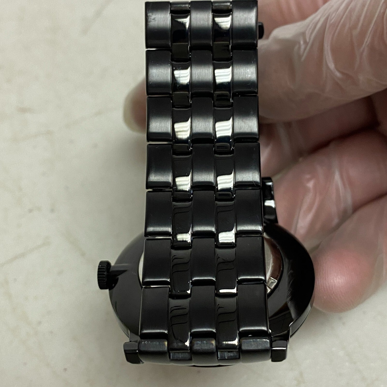 Armitron Steel Watch Men 42mm Black Round Dial 50M Stainless 6.5" 20/4962TI