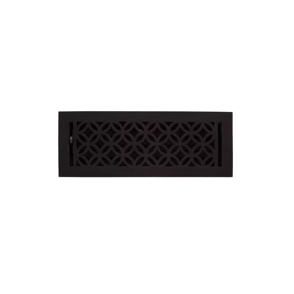 Signature Hardware Pasteur Cast Iron Floor Register Black 4" x 10"(5" x 11-1/8)