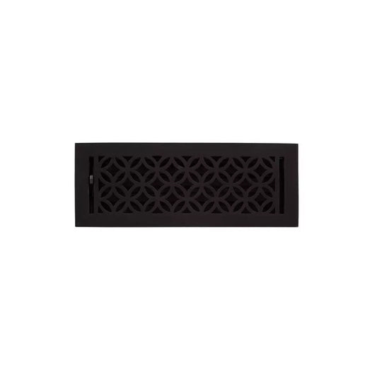 Signature Hardware Pasteur Cast Iron Floor Register Black 4" x 10"(5" x 11-1/8)