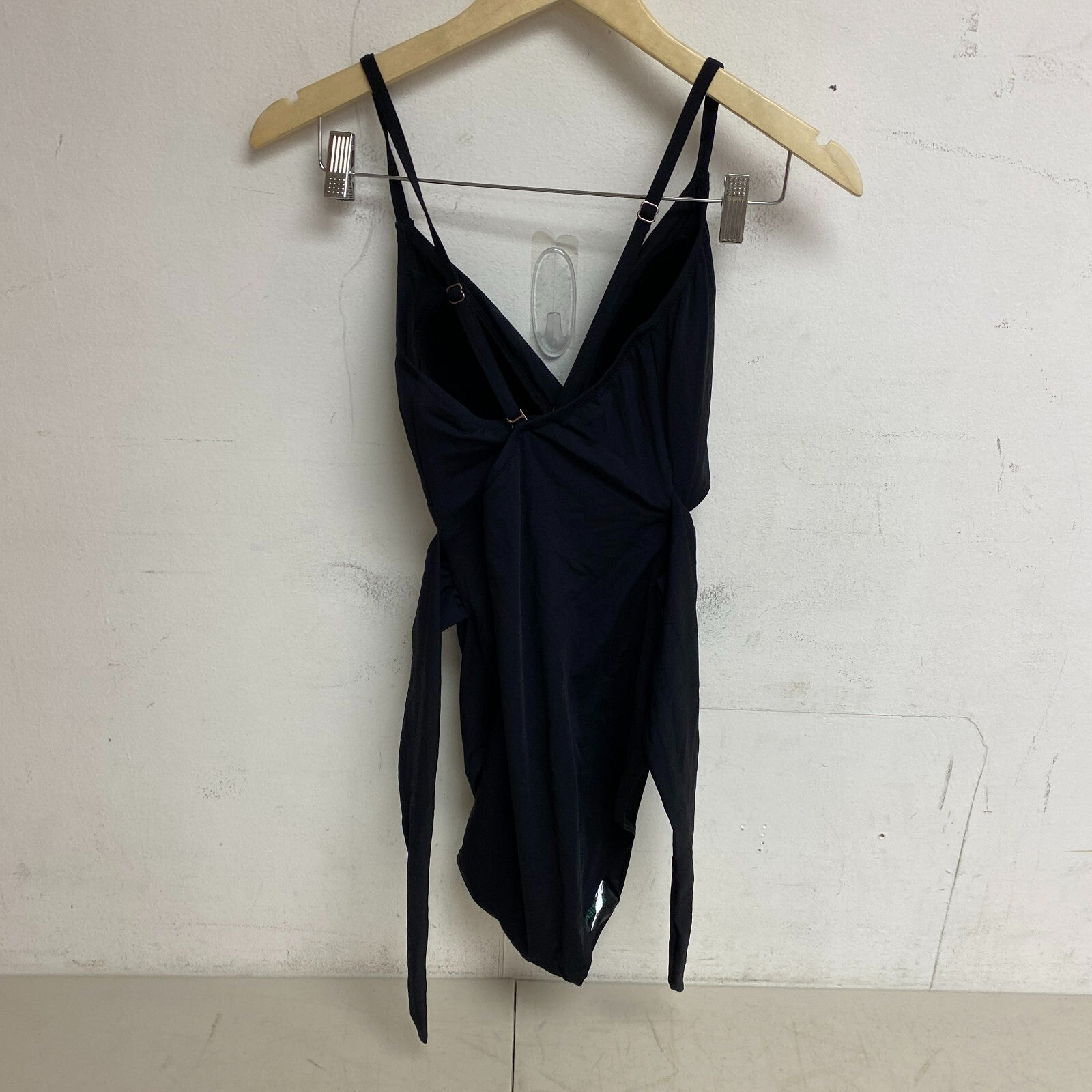 Calia Women's Tie Front One Piece Swim Suit Pure Black WSA22101