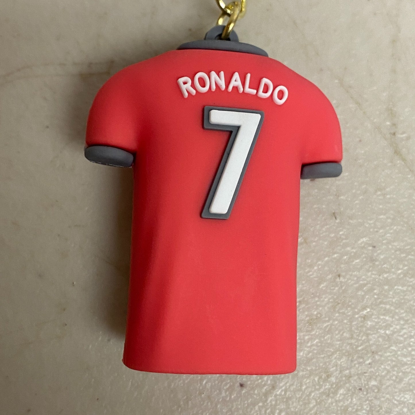 Assorted Silicone Soccer Keycahin with #7 Christiano Ronaldo Red Jersey Accesory