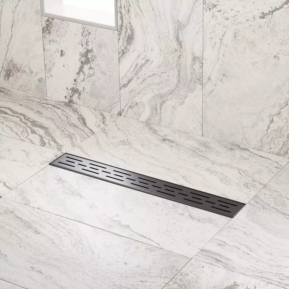 Signature Hardware 28" Effendi Linear Shower Drain - with Drain Flange - MB