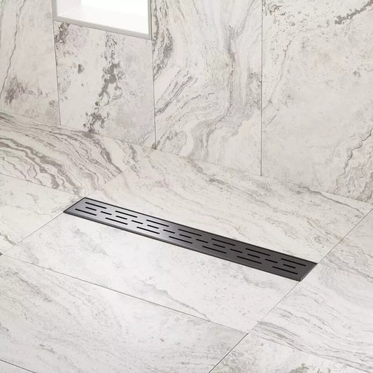 Signature Hardware 28" Effendi Linear Shower Drain - with Drain Flange - MB