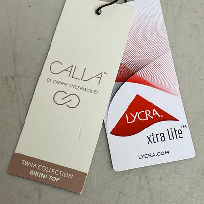 Calia Women's Cross Back Bikini Top Simple Stripe White WSA20210PRTXWP