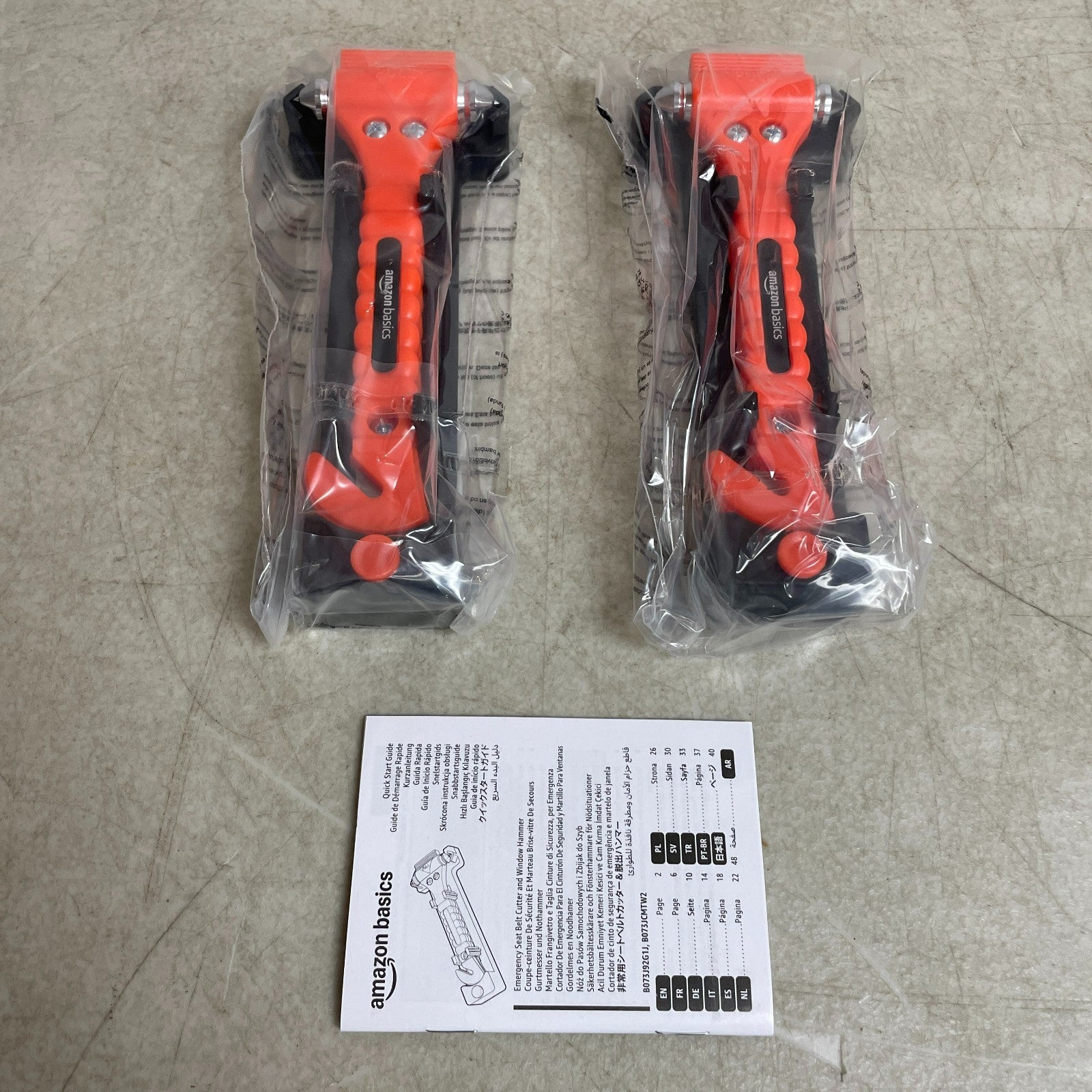 Amazon Basics Emergency Seat Belt Cutter Window Hammer Tool 2 Pack SW-835