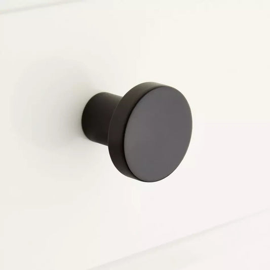 Signature Hardware Orvin Flat Round Cabinet Knob Satin Black Finish SH481230