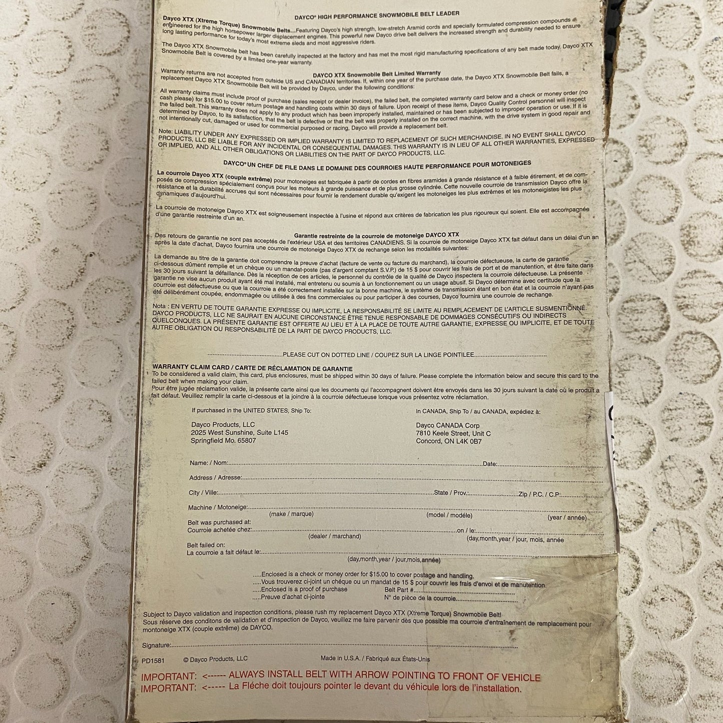 Dayco Automatic Continuously Variable Transmission (CVT) Belt-GAS XTX5014