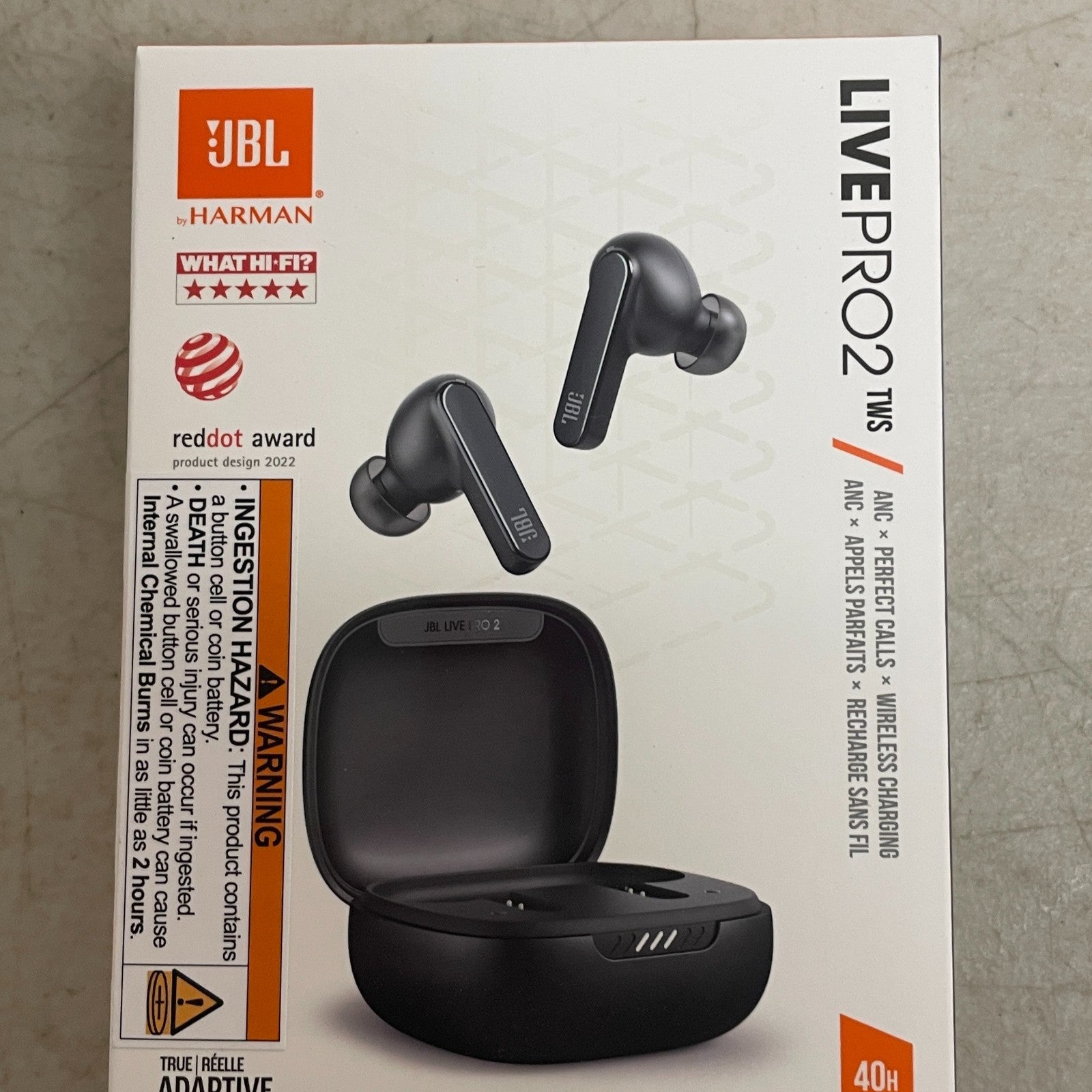 JBL Live Pro 2 True-Wireless Noise Canceling Headphones In Ear Earbuds Black NIB