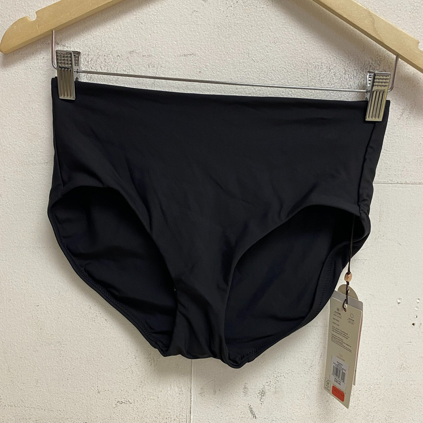 Calia Power Sculpt Mid Rise Swim Bottoms Pure Black Solid Stylish WSA22409