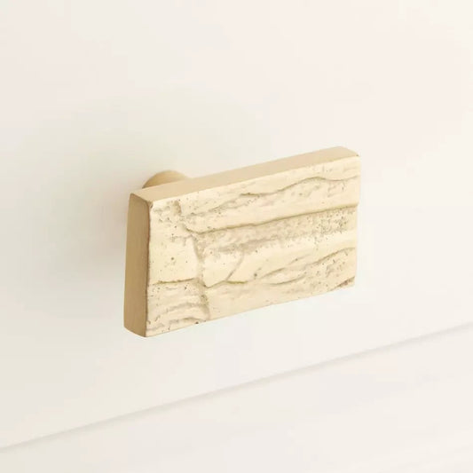Signature Hardware Tree Bark Solid Brass Rectangular Cabinet Knob Rustic