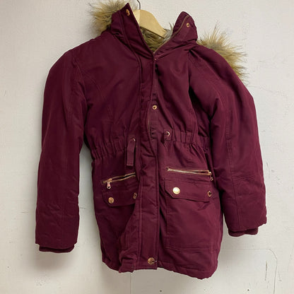 EUC Live Justice Winter Coat Maroon Fur Lined Hooded Girls Jacket Size 12