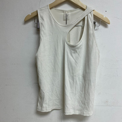 Calia Womens Cut Out Ribbed Tank Top Cloud Cover Solid Stylish WAX11269