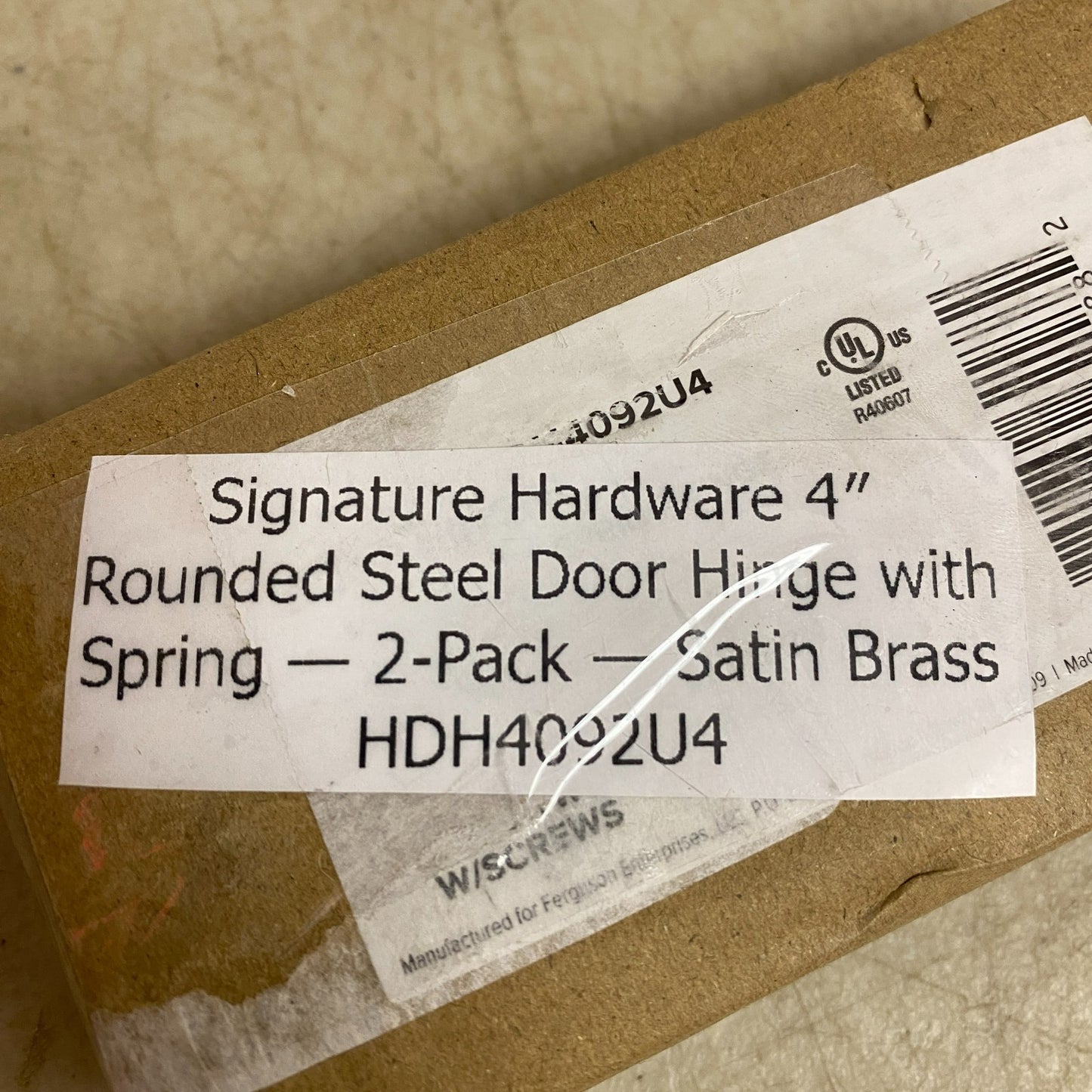Signature Hardware 4″ Rounded Steel Door Hinge with Spring 2 Pack Satin Brass