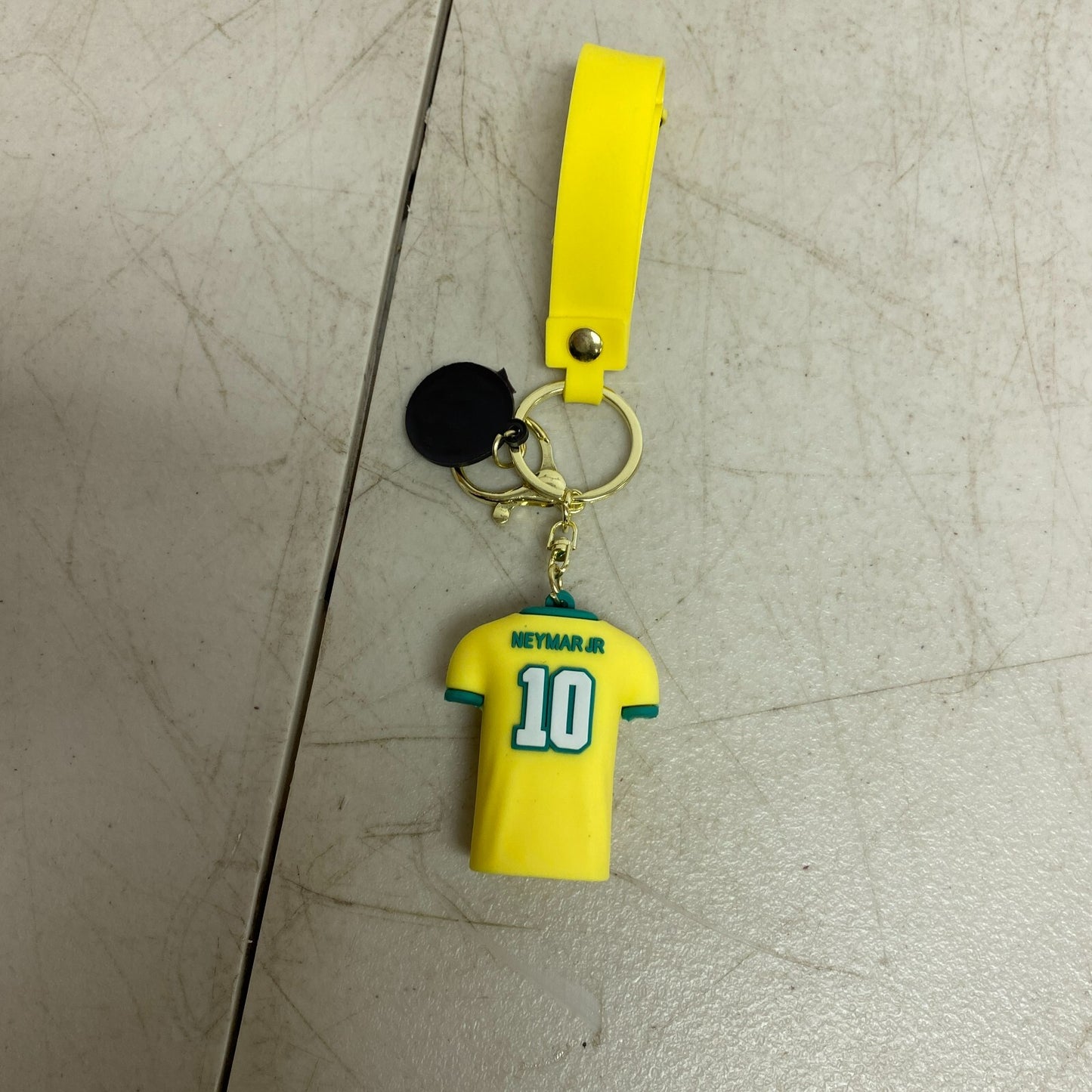Assorted Silicone Soccer Keychain With #10 Neymar Jr Yellow and Green Jeresy
