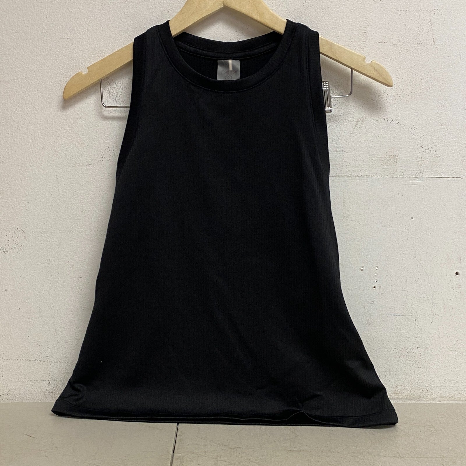CALIA Women's Relaxed Fit Ribbed Racerback Tank Pure Black WAX11233FS Brand New
