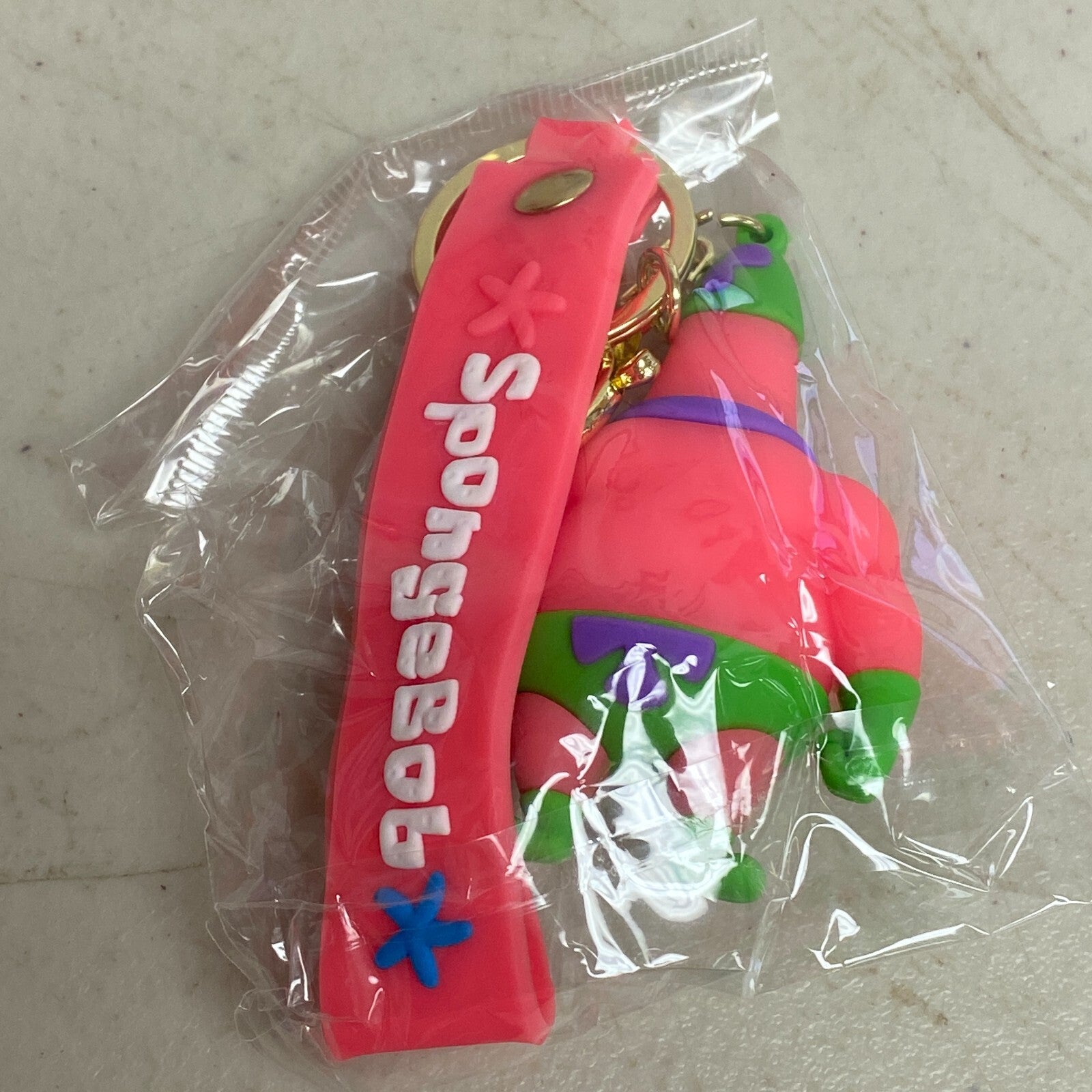 Assorted Silicone SpongeBob SquarePants Patrick Keychain With Metal Accessory