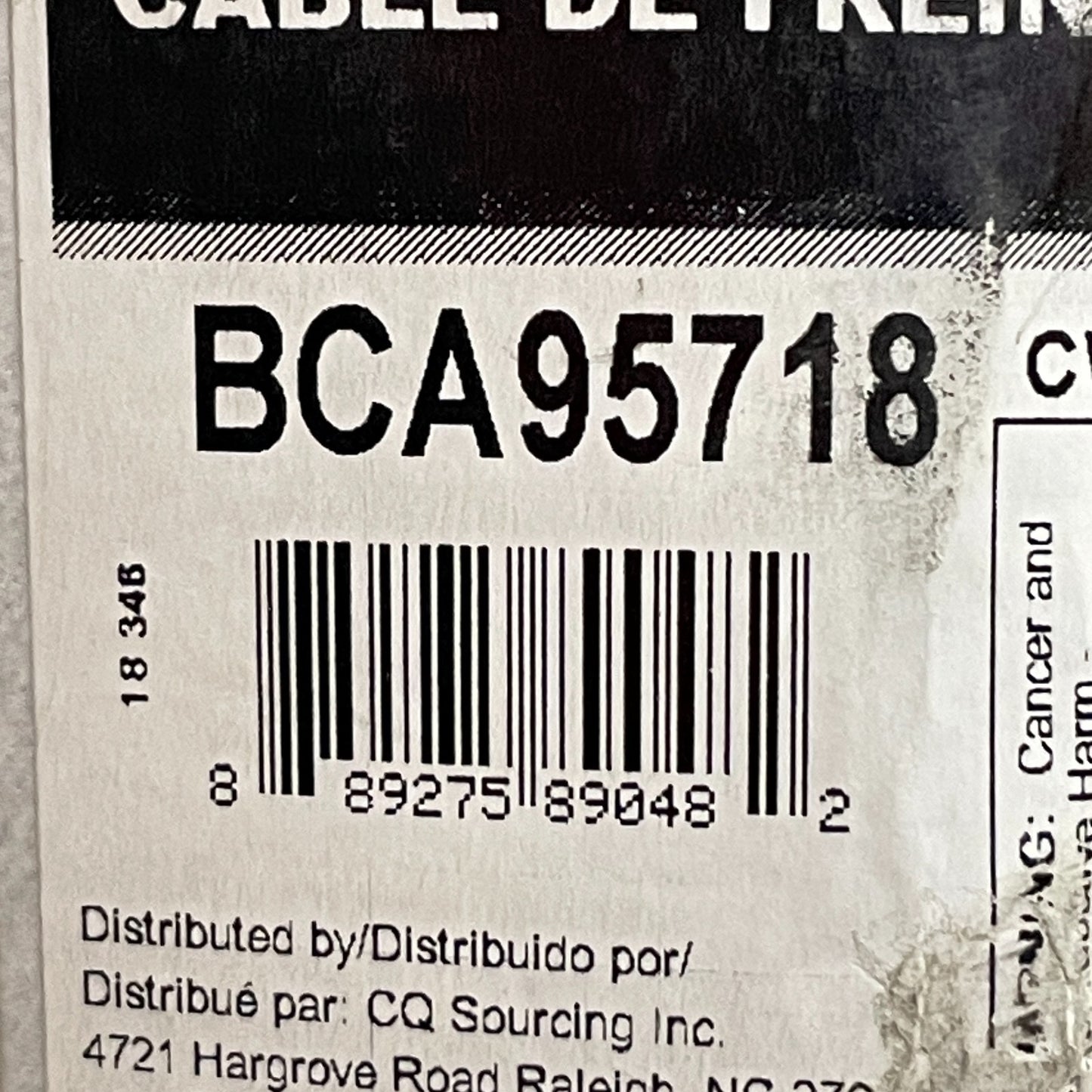 Carquest Wearever BCA95718 Parking Brake Cable Corrosion-Resistant Design