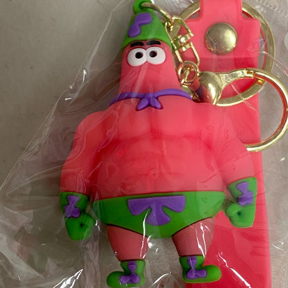 Assorted Silicone SpongeBob SquarePants Patrick Keychain With Metal Accessory