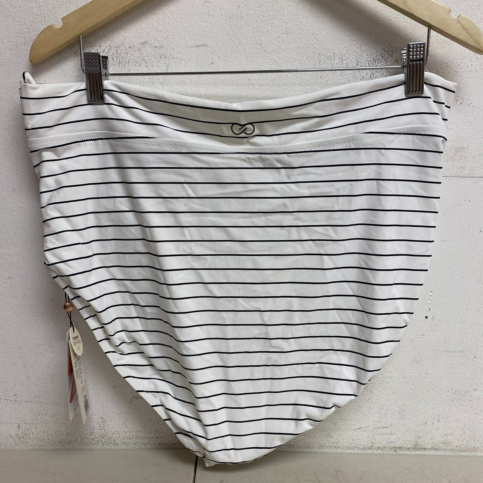 Calia Womens HR Twist Front Bottom Stripe White  Stylish Trendy WSA22401PRT