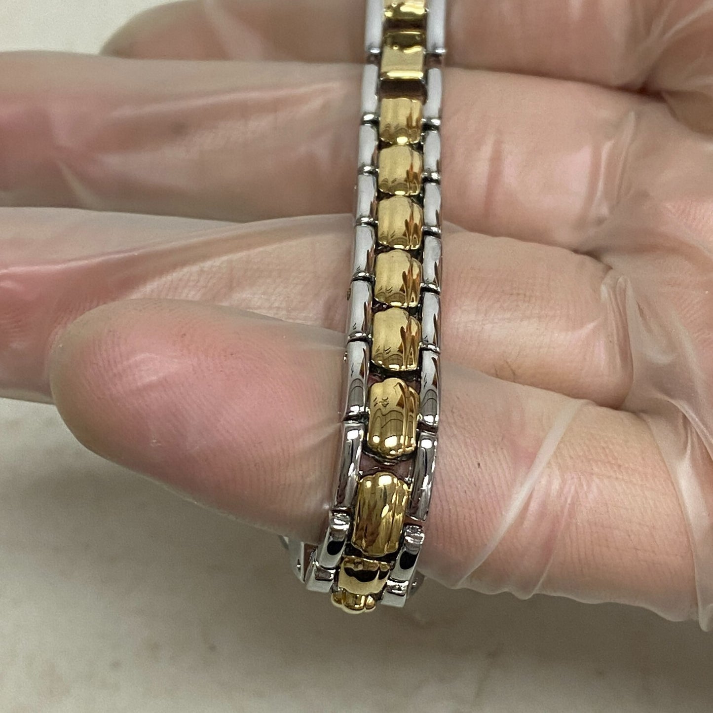 Armitron Women's Bracelet Watch Gold/Silver Band Crystals Bezel 75/3313TTG.