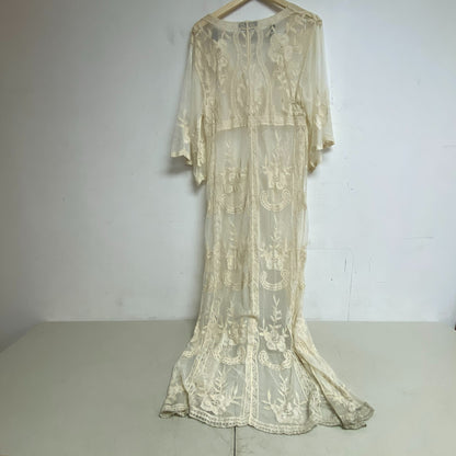 Blue Rain Womens Swim Coverup Creme Embroidered Floral Size Womens Large