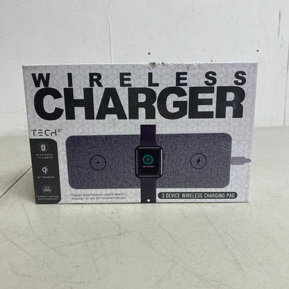 Tech2 3 in 1 Wireless Charging Pad with Adapter Qi-Enabled For Apple or Android